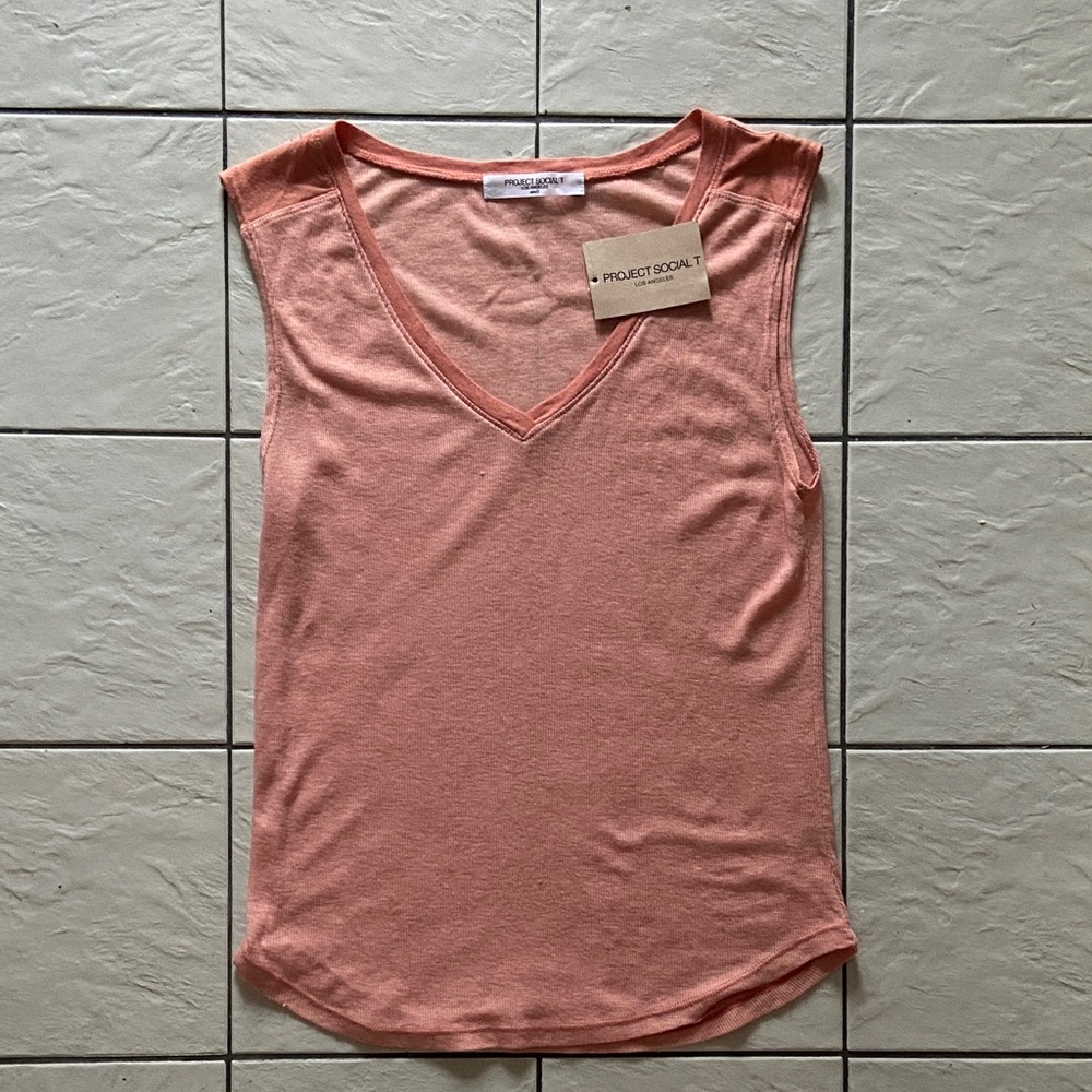 Project Social T Koran Shirttail Tank Women's Glowing Rose V-Neck Anthropology